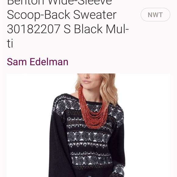 Sam Edelman Black and White Patterned Women's Sweater - Cozy Fair Isle Knit - Picture 7 of 7